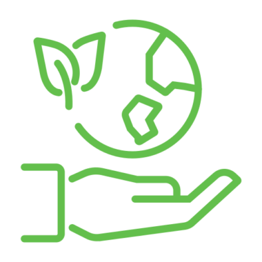 Ikona dłoni trzymających kulę ziemską, symbolizująca zaangażowanie EKOKONSULT w ochronę środowiska.